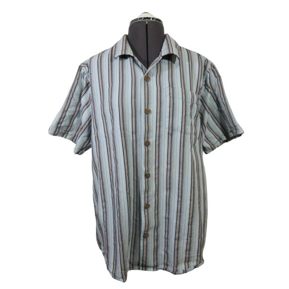 Prana Other - Prana men's striped textured short sleeve casual button up shirt, L